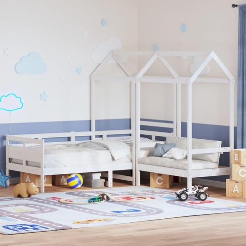 vidaXL Kinderbed met huisje en bankje massief grenenhout wit, Huis en Inrichting, Slaapkamer | Bedden, Nieuw, Verzenden