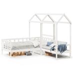 vidaXL Kinderbed met huisje en bankje massief grenenhout wit, Huis en Inrichting, Verzenden, Nieuw