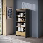Meubella | Boekenkast eiken zwart 72cm - 1 lade, Huis en Inrichting, Kasten | Boekenkasten, Verzenden, Nieuw, 50 tot 100 cm, 150 tot 200 cm